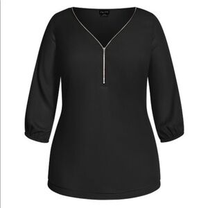 CITY CHIC Sexy Fling Elbow Sleeve Top -  black